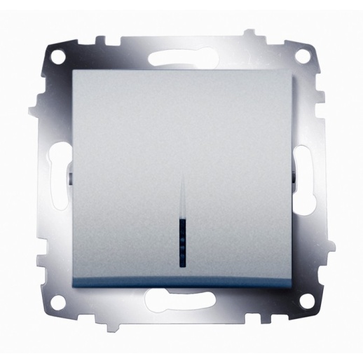 Выключатель 1-клавишный ABB COSMO с подсветкой, алюминий, 619-011000-201