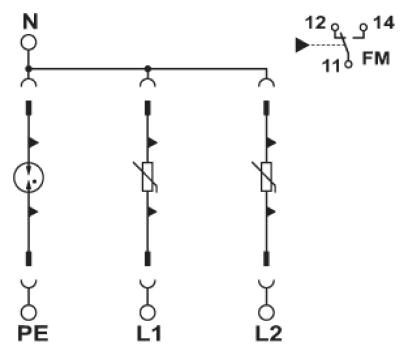 Разрядник для защиты от импульсных перенапряжений, тип 2 VAL-SEC-T2-2S-175-FM