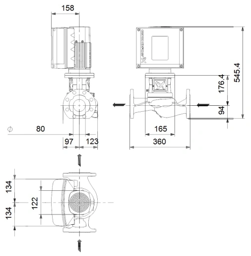 Центробежный насос 1,5 квт Grundfos TPE2 80-150 N-A-F-A-BQQE-HDB 98437604