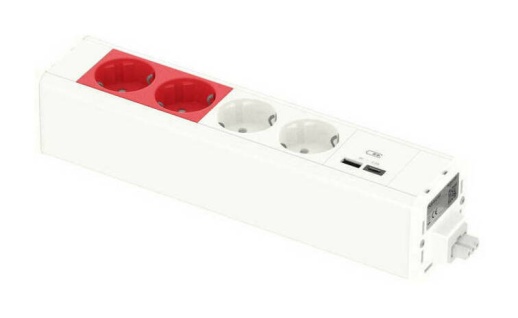Unica System  Блок 2хРозетка БЕЛАЯ   2хРозетка КРАСНАЯ   2хUSB типа A//C БЕЛЫЙ
