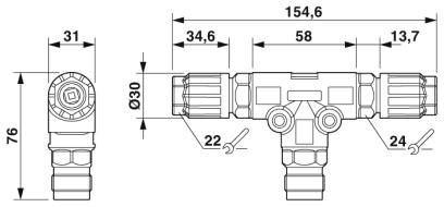 Т-распределитель QPD T 4PE1,5 2X5-10 BK