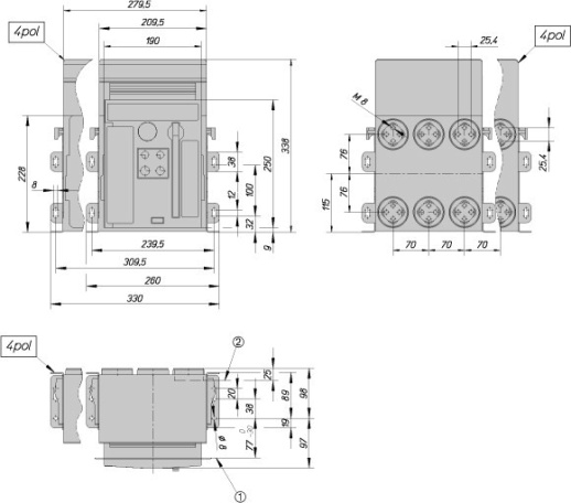 IZMX16N3-V12F-1 Воздушный автоматический выключатель, 3П, 1250А, 50кА, LI , стационарный