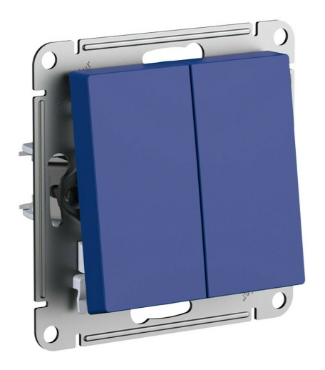 Переключатель 2-клавишный Systeme Electric ATLASDESIGN, скрытый монтаж, аквамарин