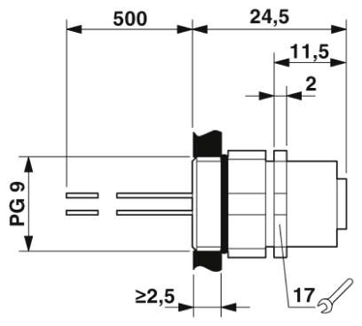 Проходная деталь SACC-EC-M12FS-5CON-PG9/0,5