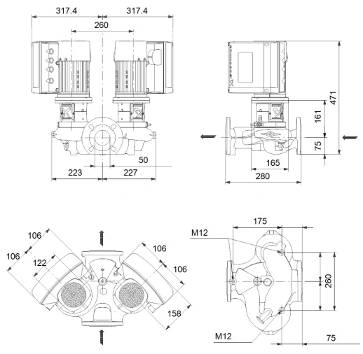 Центробежный насос 1,5 квт Grundfos TPE2 D 50-200 N-A-F-A-BQQE-HAC 98438571