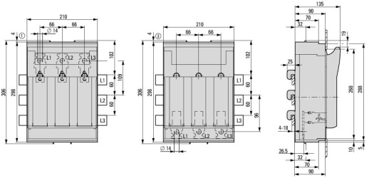 XNH2-S400 Держатель-разъединитель для плавких вставок NH, до 400А, переменное напряжение до 690В