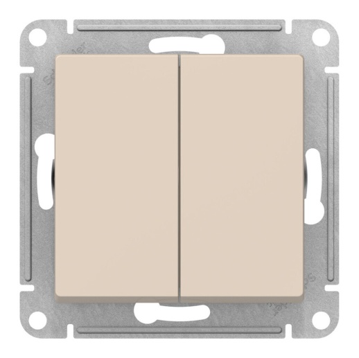 Переключатель 2-клавишный перекрестный Systeme Electric ATLASDESIGN, скрытый монтаж, бежевый