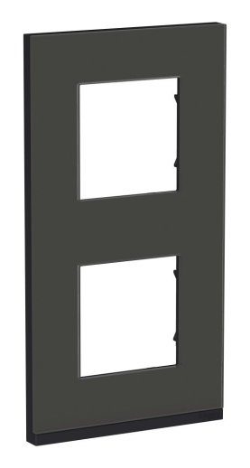 Рамка 2 поста UNICA PURE, вертикальная, черное стекло, антрацит