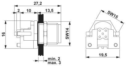 Встраиваемые разъемы SACC-DSIV-M12MS-5CON-L180 SH