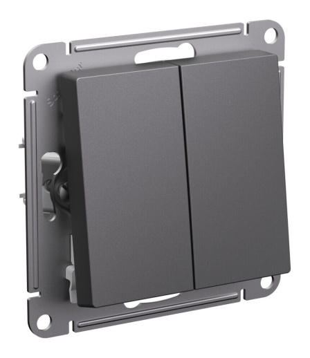 Переключатель 2-клавишный Systeme Electric ATLASDESIGN, скрытый монтаж, базальт