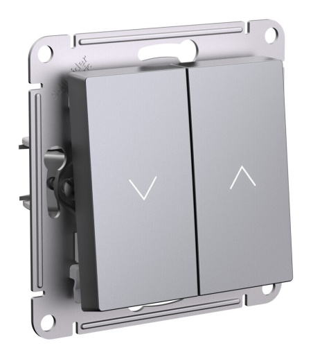 Выключатель для жалюзи 2-клавишный Systeme Electric ATLASDESIGN, скрытый монтаж, сталь