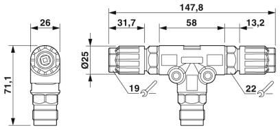 Т-распределитель QPD T 3PE1,5 2X4-9 BK
