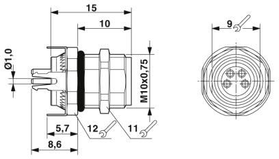 Встраиваемые разъемы SACC-DSI-M8FS-4CON-M10-L180 SH