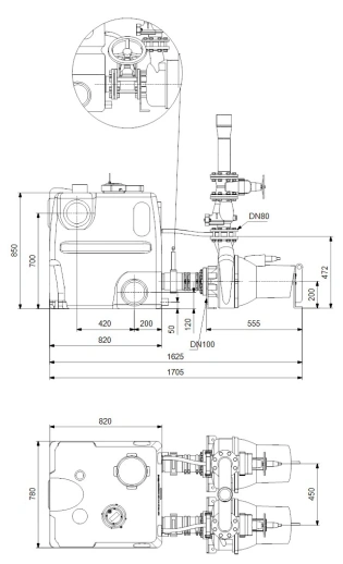 Канализационная насосная установка Grundfos MD1.80.80.22.4.50D/450.SL 97577859