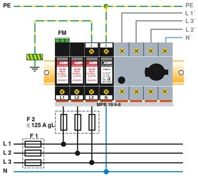 Разрядник для защиты от импульсных перенапряжений, тип 2 VAL-MS 320/3 1
