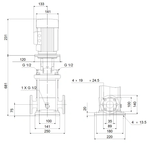 Многоступенчатый вертикальный насос Grundfos CR 1S-25 A-FGJ-A-E-HQQE 96531735
