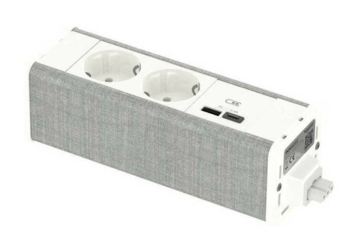 Unica System  Блок 2хРозетка (2К З) и 2хUSB типа A//C БЕЛЫЙ//СЕРАЯ ТКАНЬ