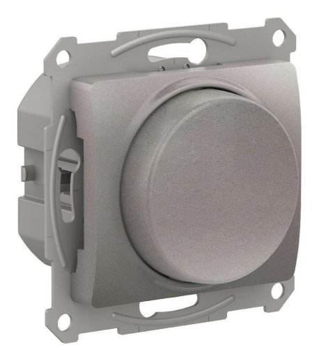 Светорегулятор поворотно-нажимной Systeme Electric GLOSSA, скрытый монтаж, платина