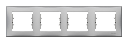 Рамка 4 поста SEDNA, горизонтальная, алюминий