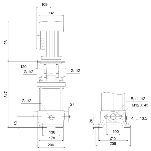 Многоступенчатый вертикальный насос Grundfos CR 10-2 A-A-A-V-HQQV 96501105