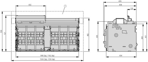 IZM63N4-P50W Воздушный автоматический выключатель, 4П, 5000А, 85кА, LSI, дисплей, ф-ии измерения, выкатной