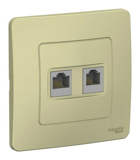 Розетка телефонная компьютерная RJ11 RJ45 Systeme Electric BLANCA, скрытый монтаж, бежевый