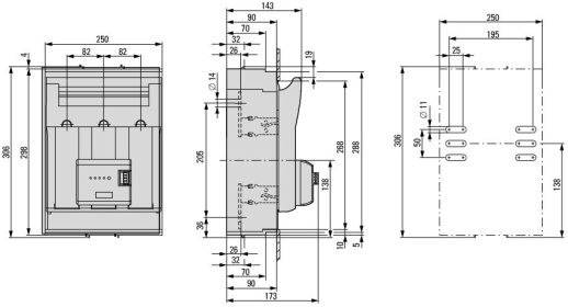 XNH3-FCE-A630 Держатель-разъединитель для плавких вставок NH, до 630А, переменное напряжение до 690В