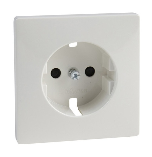 Накладка на розетку MERTEN SYSTEM DESIGN, с заземлением, со шторками, полярно-белый