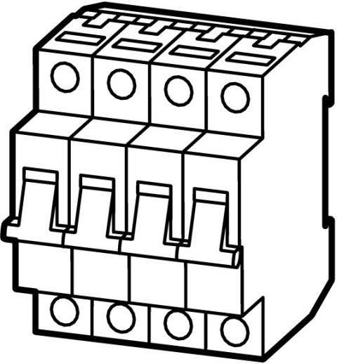 FAZT-D4/4 Автоматический выключатель 4А, кривая отключения D, 4 полюса, откл. способность 25 кА