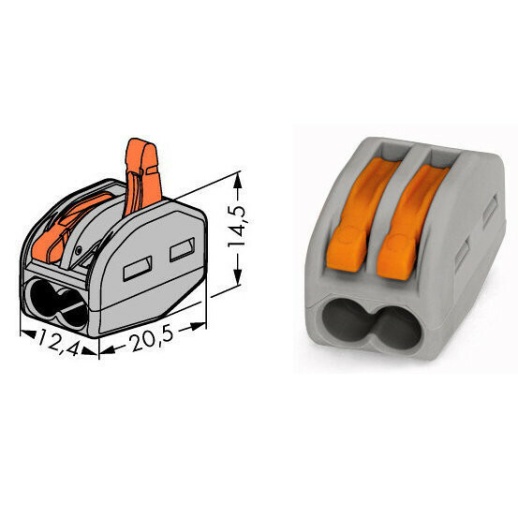 Клемма без пасты (только для медных проводов) 2х0,08...4мм.кв. WAGO