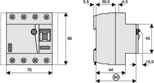 FRCDM-80/4/03-S/A Цифровое устройство защитного отключения, 4 полюса, 300мА, 80А