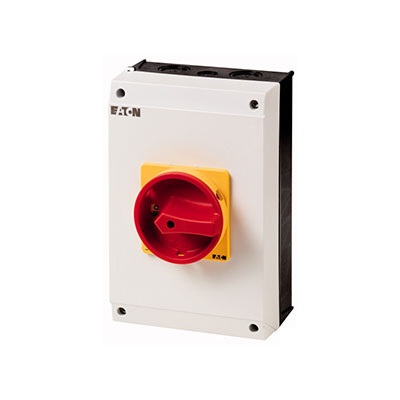 Главный выключатель в корпусе, 3P Plus1НО Plus1 НЗ , 63А , красно-желтая ручка , запираемый P3-63/I4/SVB/HI11