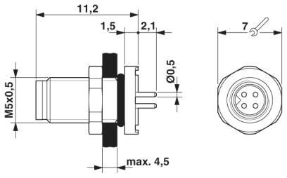 Встраиваемые разъемы SACC-DSI-M5MS-4CON-L180