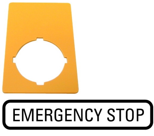 Знак, аварийная остановка , желтый, ГхШ = 50x33mm , аварийный останов M22-XZK-GB99