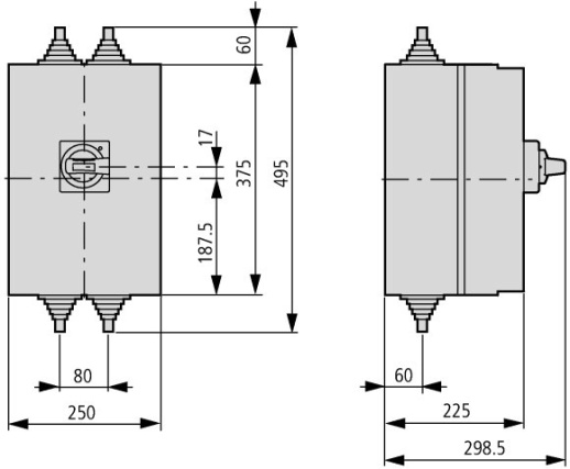 NZM2-XCI43-TVD Изолированный корпус ВхШхГ = 375x250x225 мм, для NZM2