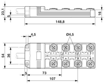 Коробка датчика и исполнительного элемента SACB-8/ 8-L- 5,0PUR SCO P NPN
