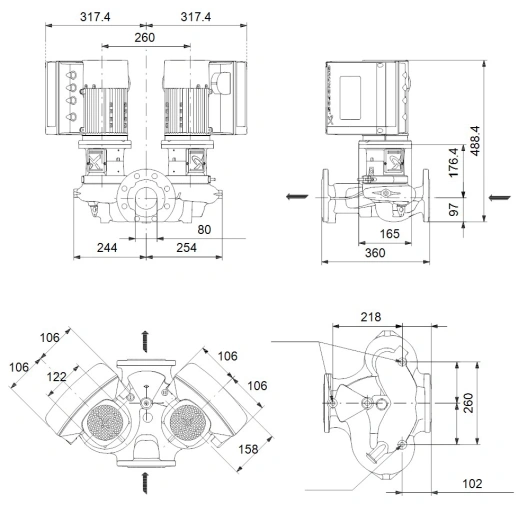 Центробежный насос 0,25 квт Grundfos TPE2 D 80-40 N-A-F-A-BQQE-CAA 98437784