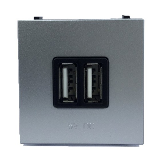 Зарядное устройство 2xUSB ABB ZENIT, скрытый монтаж, серебристый, N2285 PL