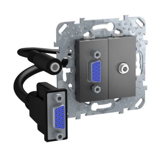 Коннектор VGA mini-jack UNICA TOP, скрытый монтаж, графит