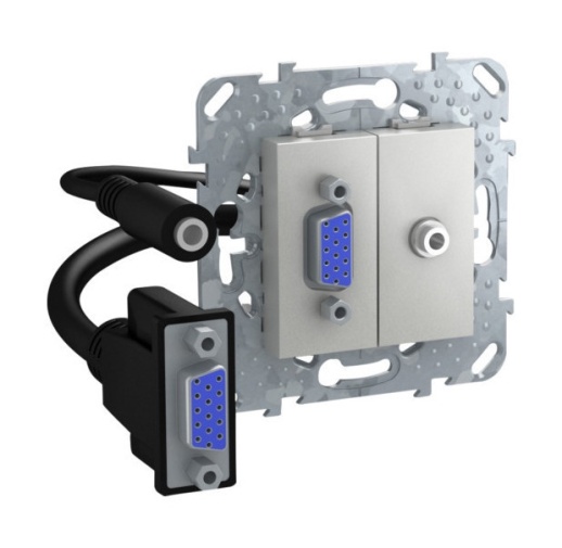 Коннектор VGA mini-jack UNICA TOP, скрытый монтаж, алюминий