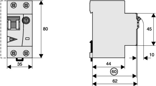 FRBmM-B10/1N/01 Дифференциальный автоматический выключатель 10/0,1А (AC), кривая отключения В, 1 N полюсов, откл. способность 10 кА
