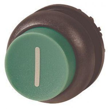 Головка кнопки выступающая с фиксацией, цвет зеленый, черное лицевое кольцо M22S-DRH-G-X1