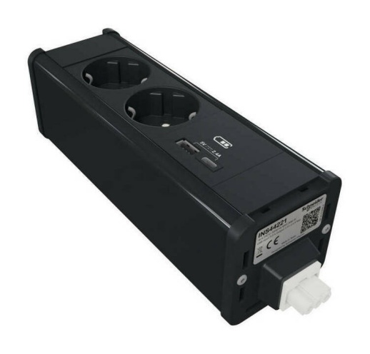 Unica System  Блок 2хРозетка (2К З) и 2хUSB типа A//C АНТРАЦИТ