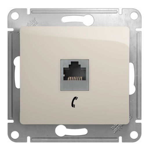 Розетка 1xRJ11 GLOSSA, молочный