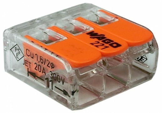 Клемма без пасты с рычажком (только для медных проводов) 3х0,14...4мм.кв. WAGO упаковка 5 шт