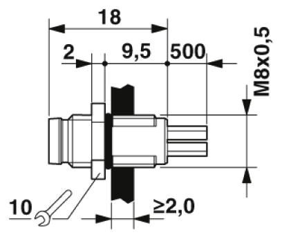 Встраиваемые разъемы SACC-E-M 8MS-3CON-M8/0,5