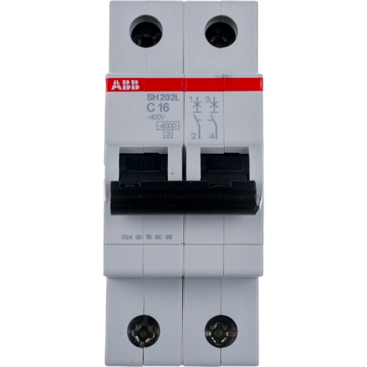 Выключатель автоматический модульный ABB SH202L 2п C 16А 4.5кА C16 2CDS242001R0164
