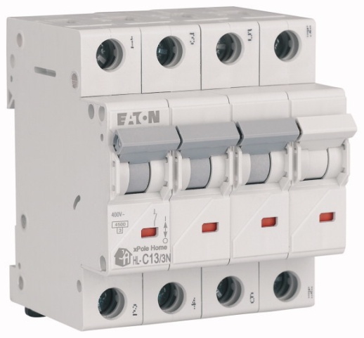 HL-C13/3N Модульный автоматический выключатель, 3N-полюс, кривая отключения C, номинальный ток 13А