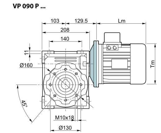 Червячный редуктор VP 130 P R30 100/112B14 B3 B Sati