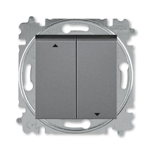 Выключатель для жалюзи 2-клавишный ABB LEVIT, механический, сталь // дымчатый черный, 3559H-A89445 69W